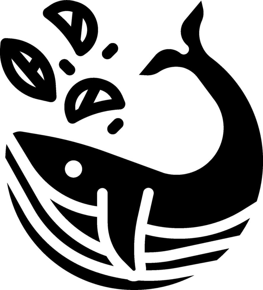 A black and white whale with leaves on it vector