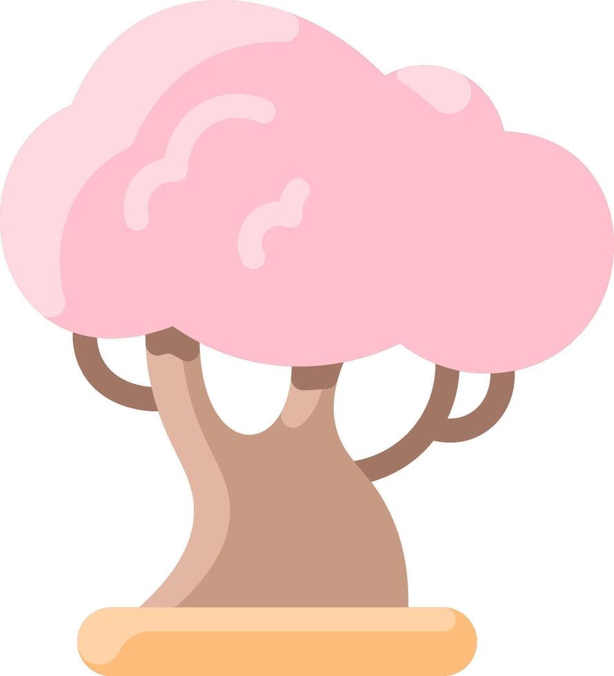 A pink tree with a pink flower on top vector