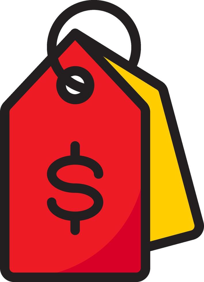 A red and yellow price tag with a dollar sign vector