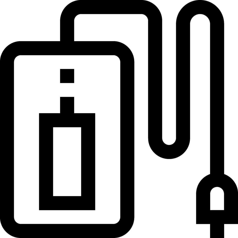 A black and white image of a charger and cable vector