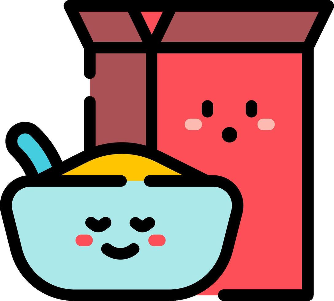 A bowl of cereal and a box of cereal vector