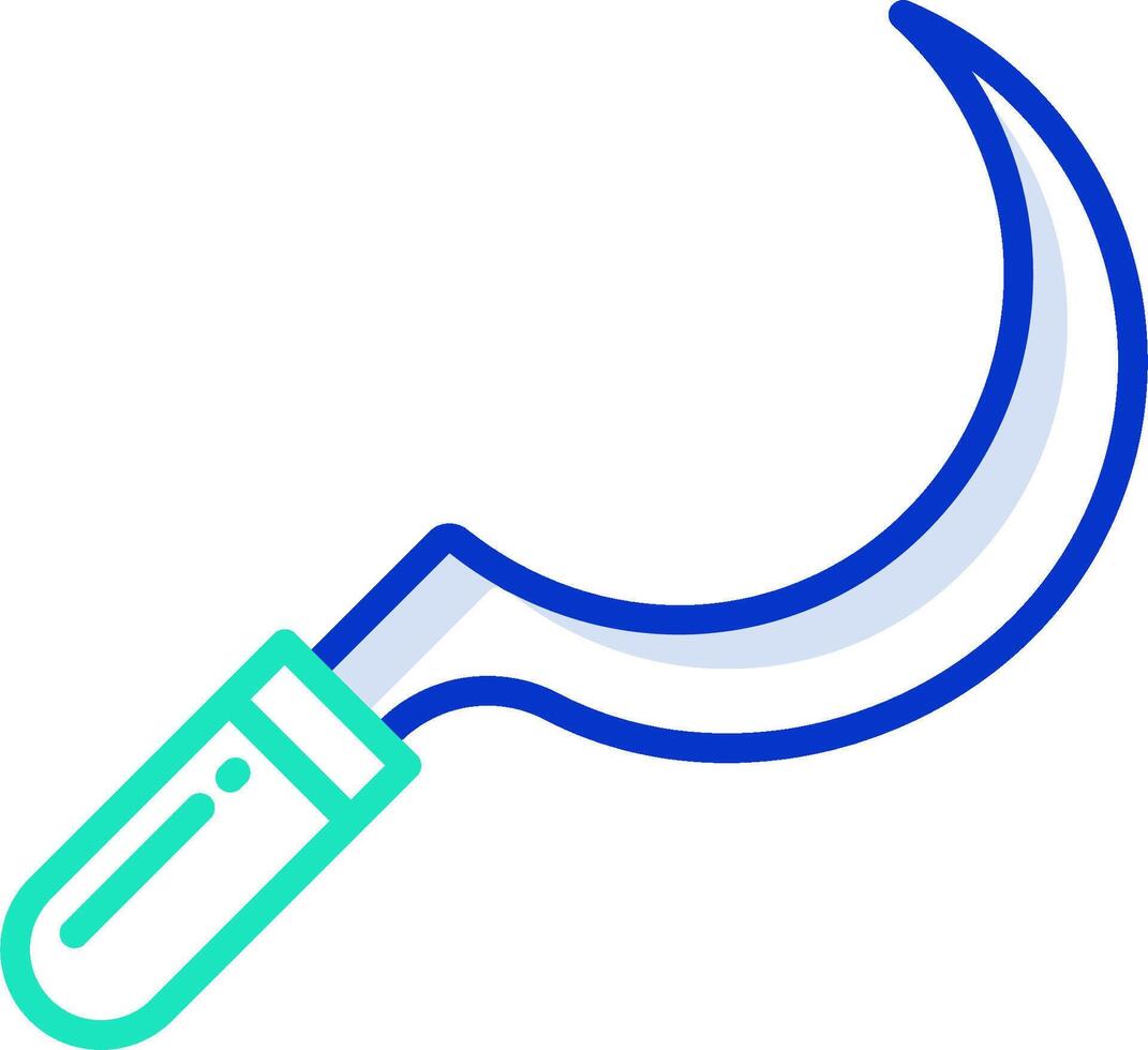 A blue and green knife with a handle vector