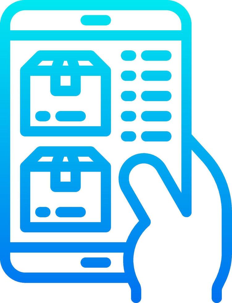 A hand holding a tablet with a box on it vector