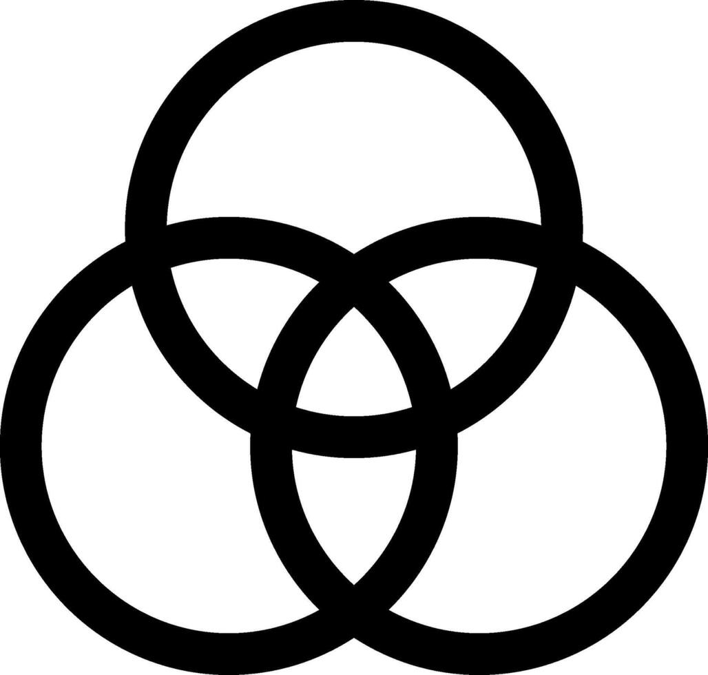 A black and white image of three circles vector