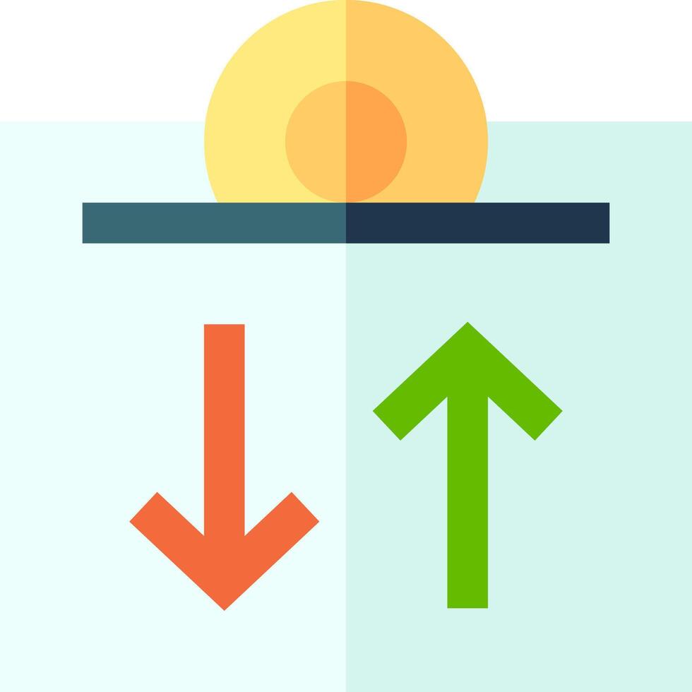 An icon of a sun and two arrows pointing up vector