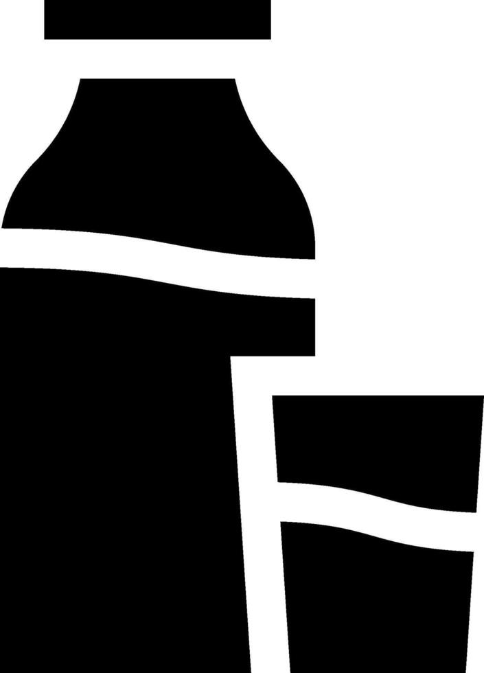 A bottle and glass of water are shown in black and white vector