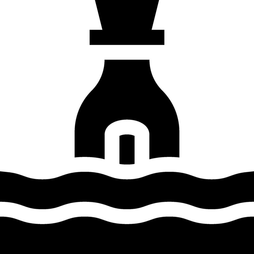 A black and white image of a tower in the water vector