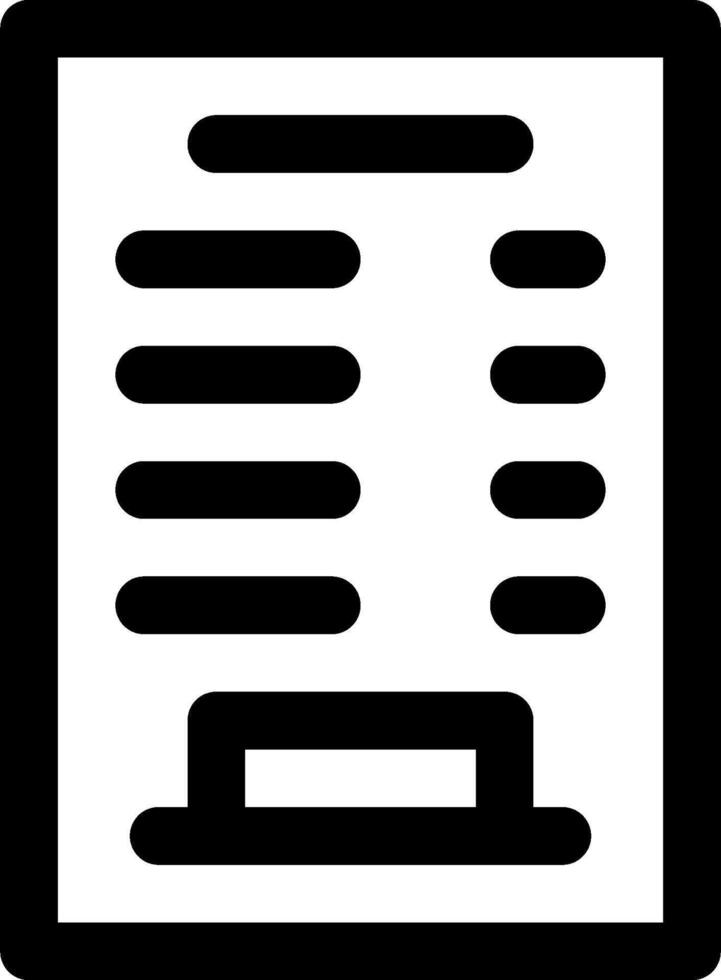 A black and white icon of a paper document vector