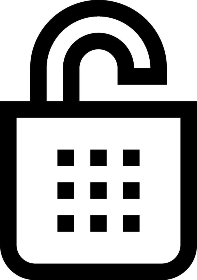 A black and white icon of a padlock vector