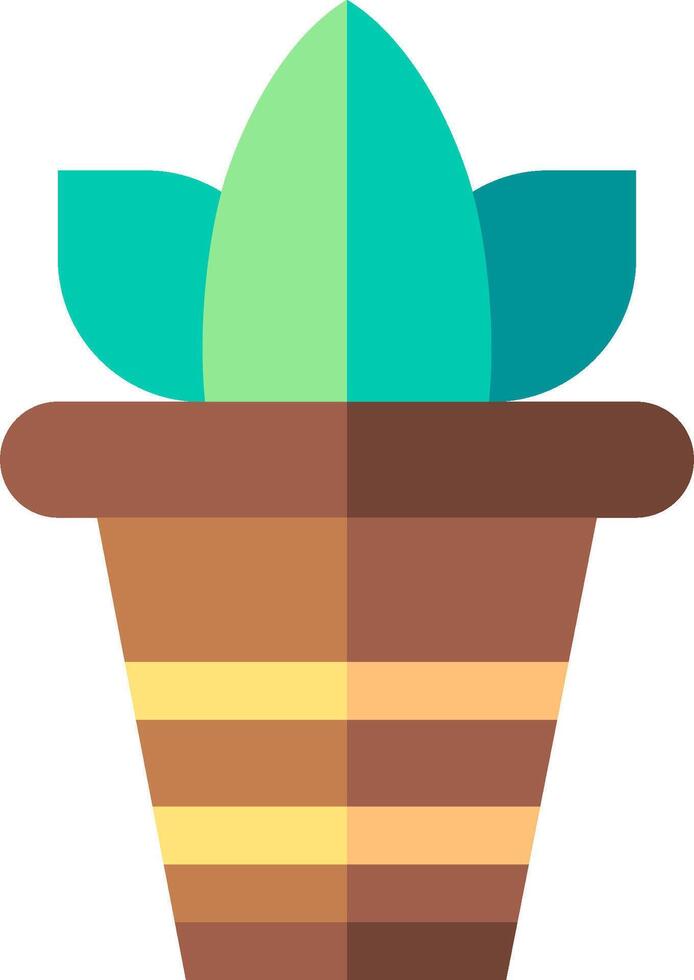 A plant in a pot with a green leaf vector