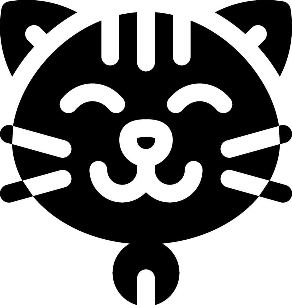A black and white cat face with a smile vector