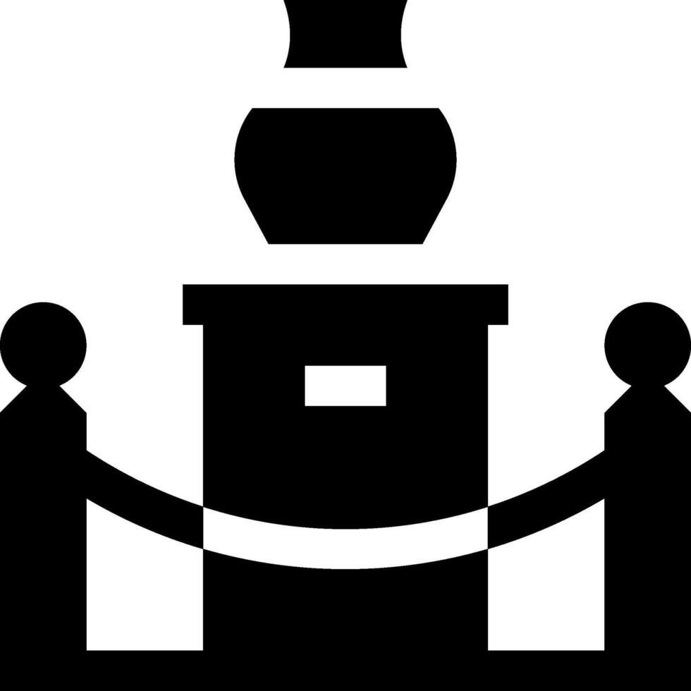 A black and white image of a statue with a man holding a ladder vector