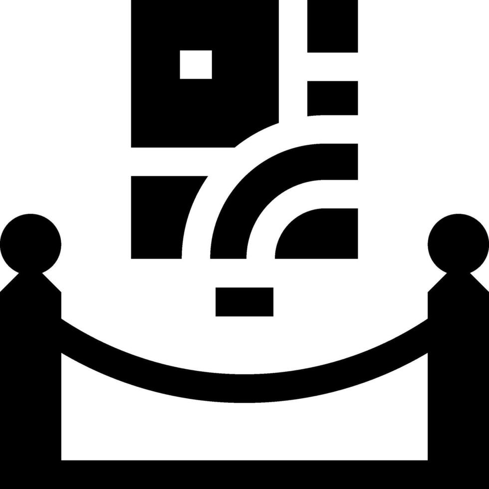 A black and white icon of a man holding a sign vector