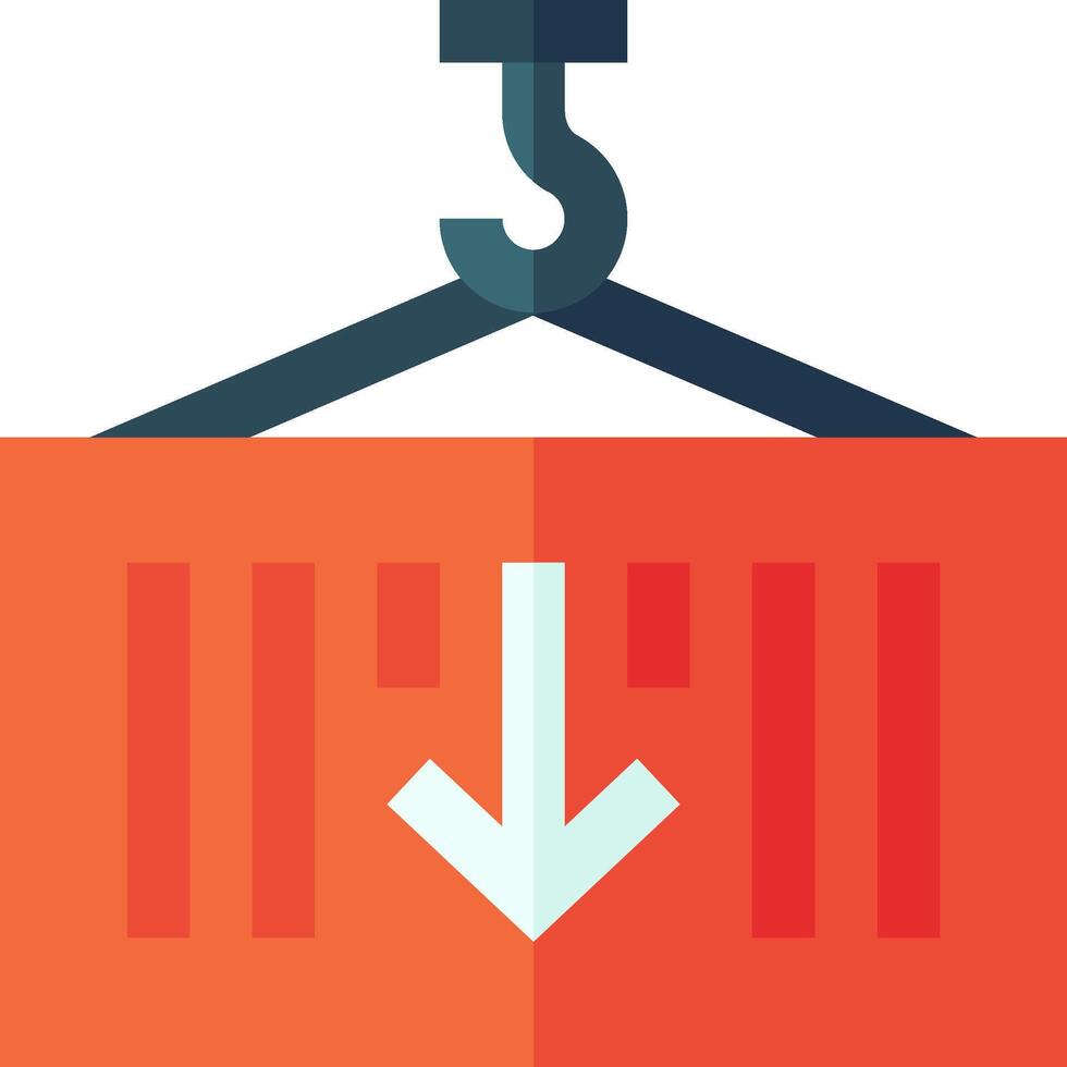A red crate with an arrow pointing down vector