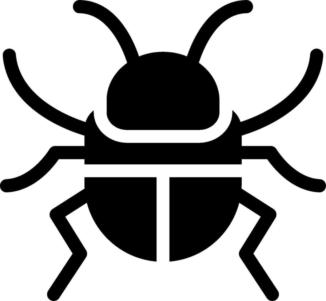 A black and white bug icon on a white background vector