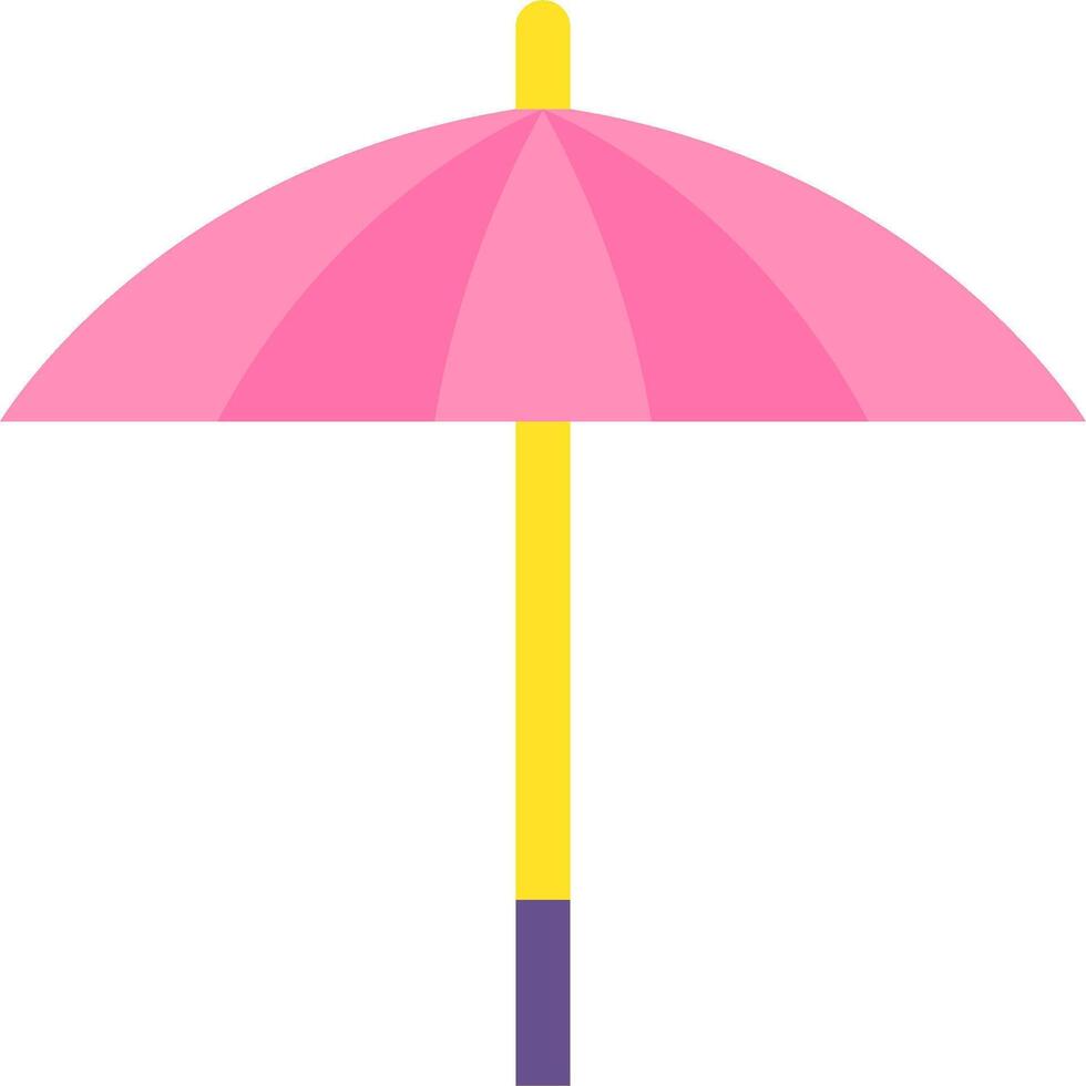 A pink umbrella with yellow and purple trim vector