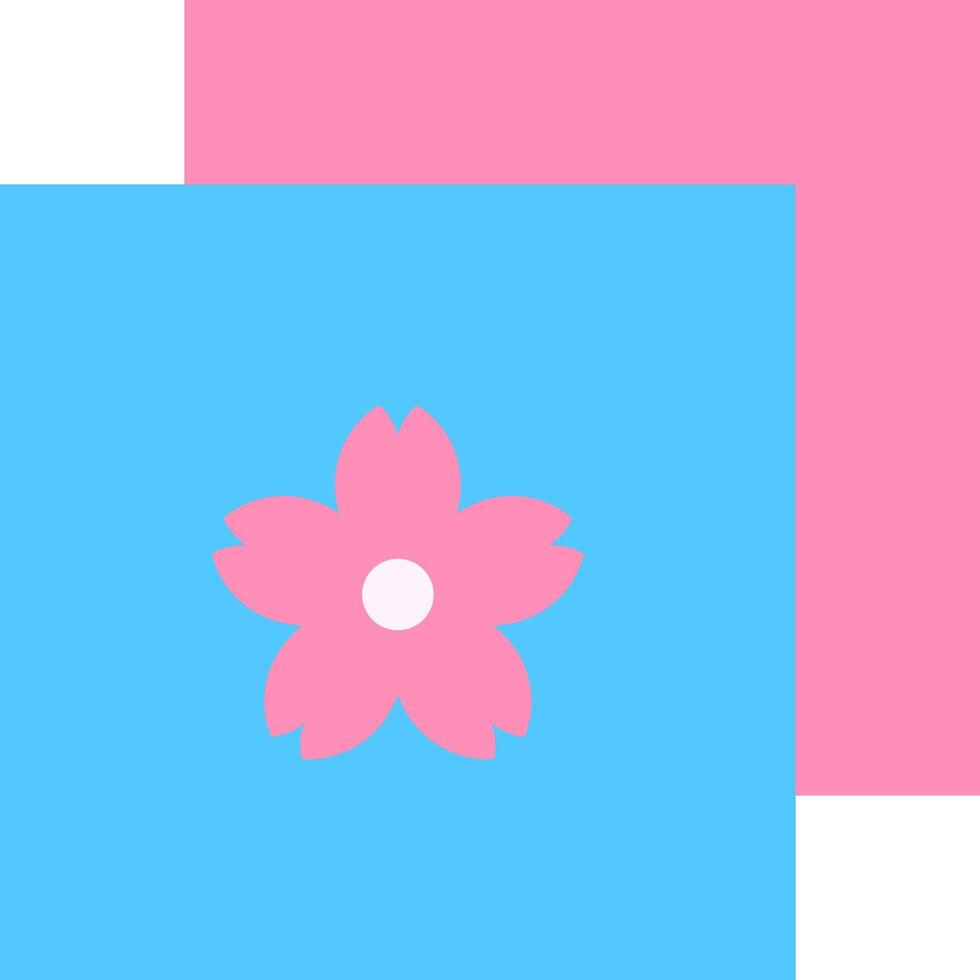 A pink and blue square with a flower on it vector