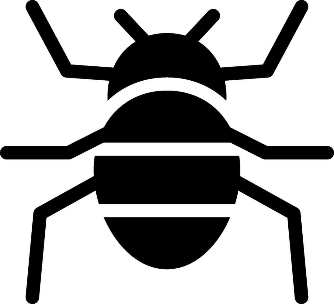 A black and white bug icon on a white background vector