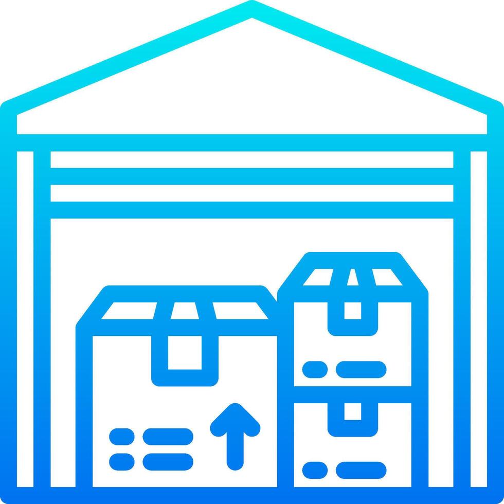A blue icon of a warehouse with boxes and boxes vector