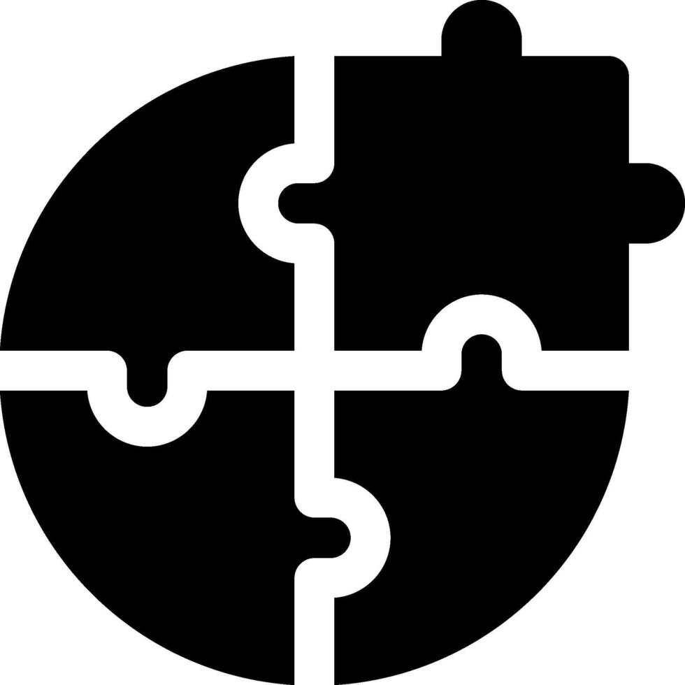 A black and white puzzle piece with four pieces vector