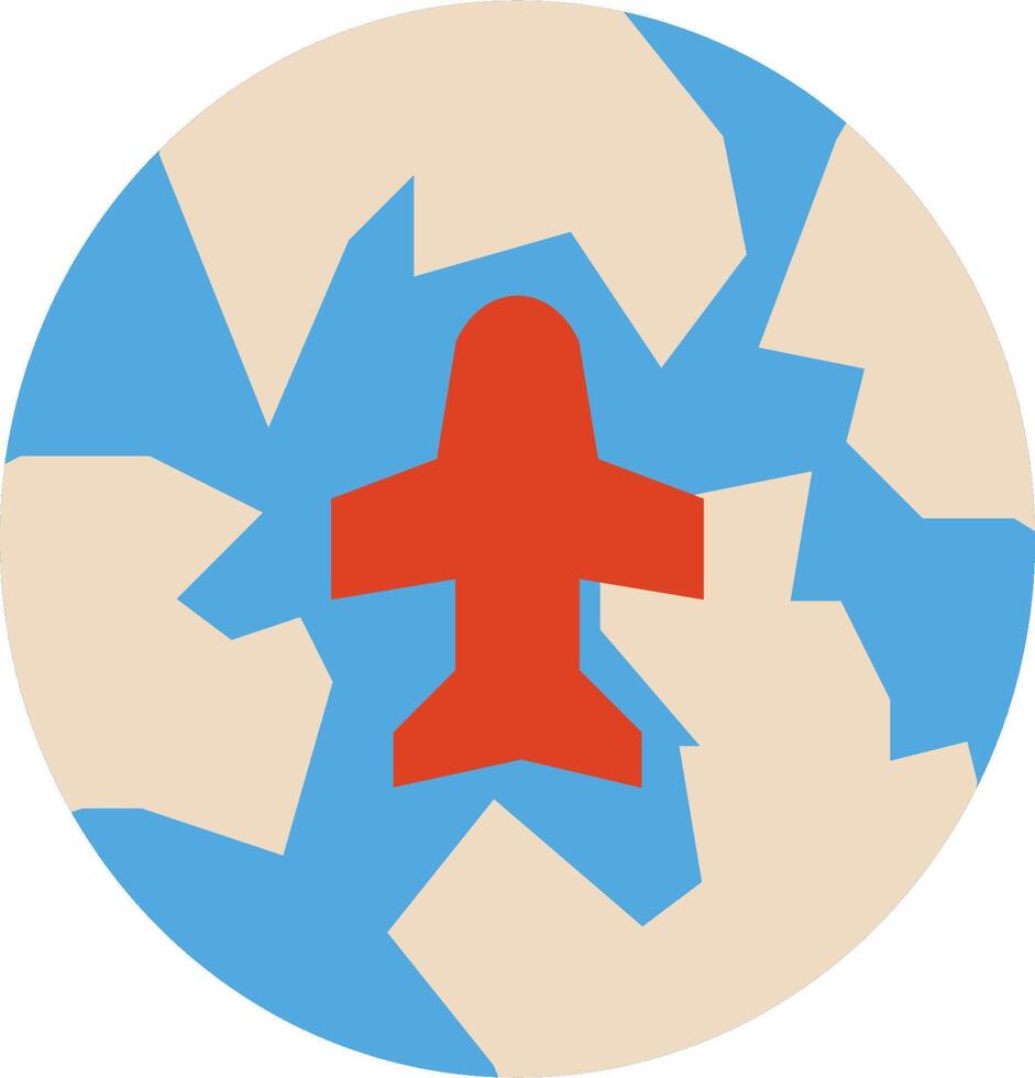 A plane is in the middle of a circle vector
