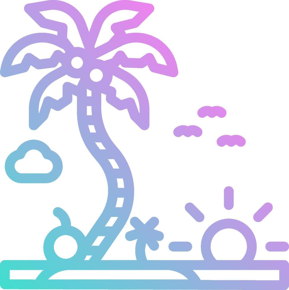 A palm tree and a sun on a beach vector