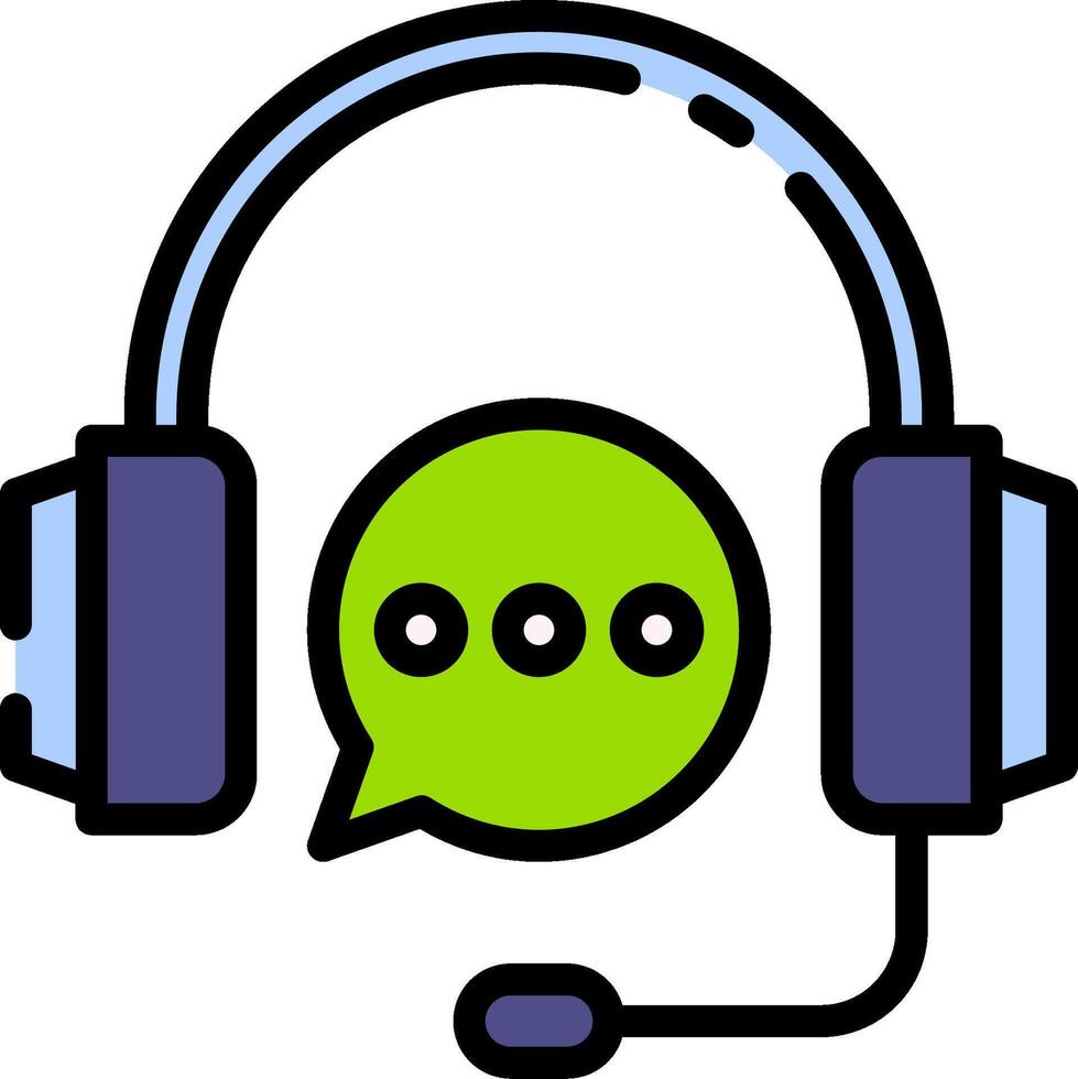 A headset with a speech bubble and a microphone vector