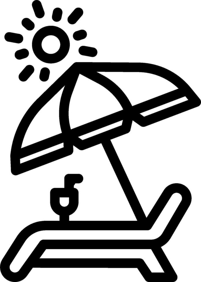 Beach chair and umbrella icon vector