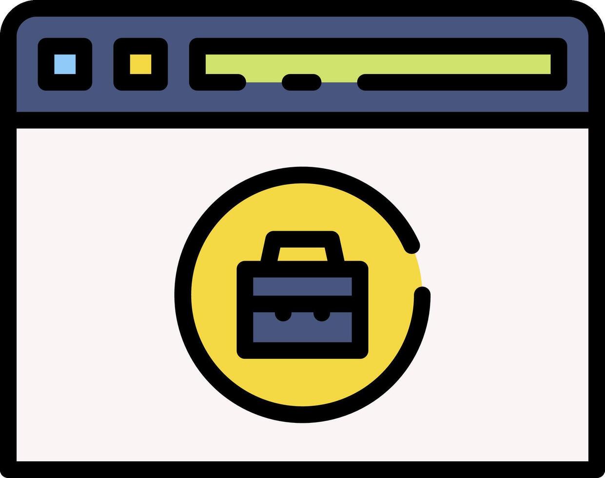 A computer screen with a briefcase icon vector