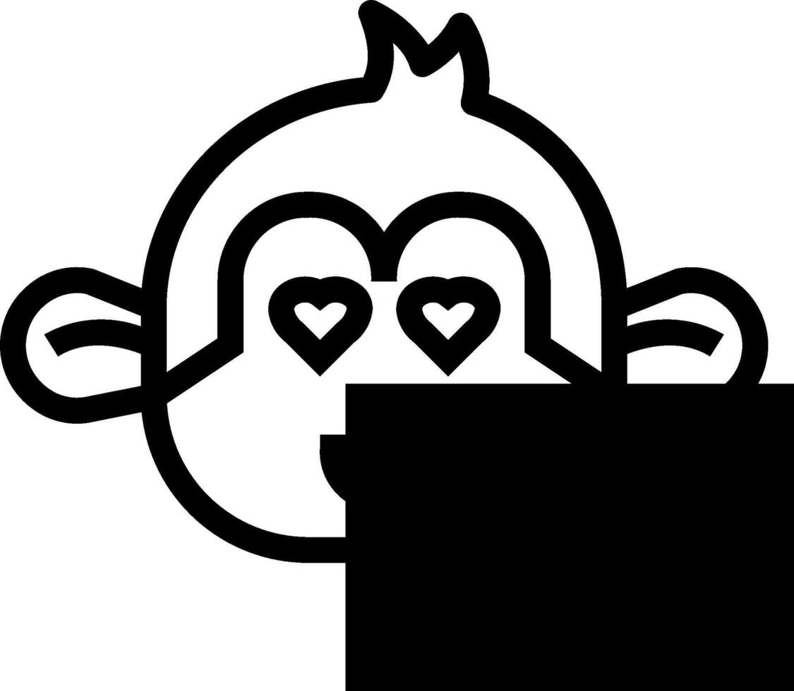 A black and white monkey with hearts on his face vector
