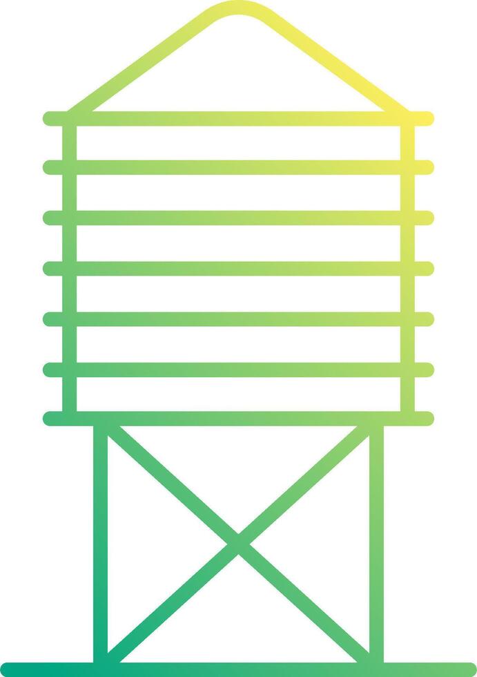 A water tower with green and yellow lines vector