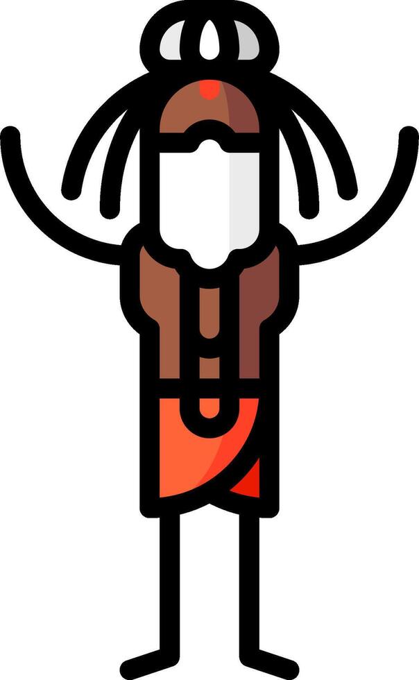 Indian man with headdress and hat illustration vector