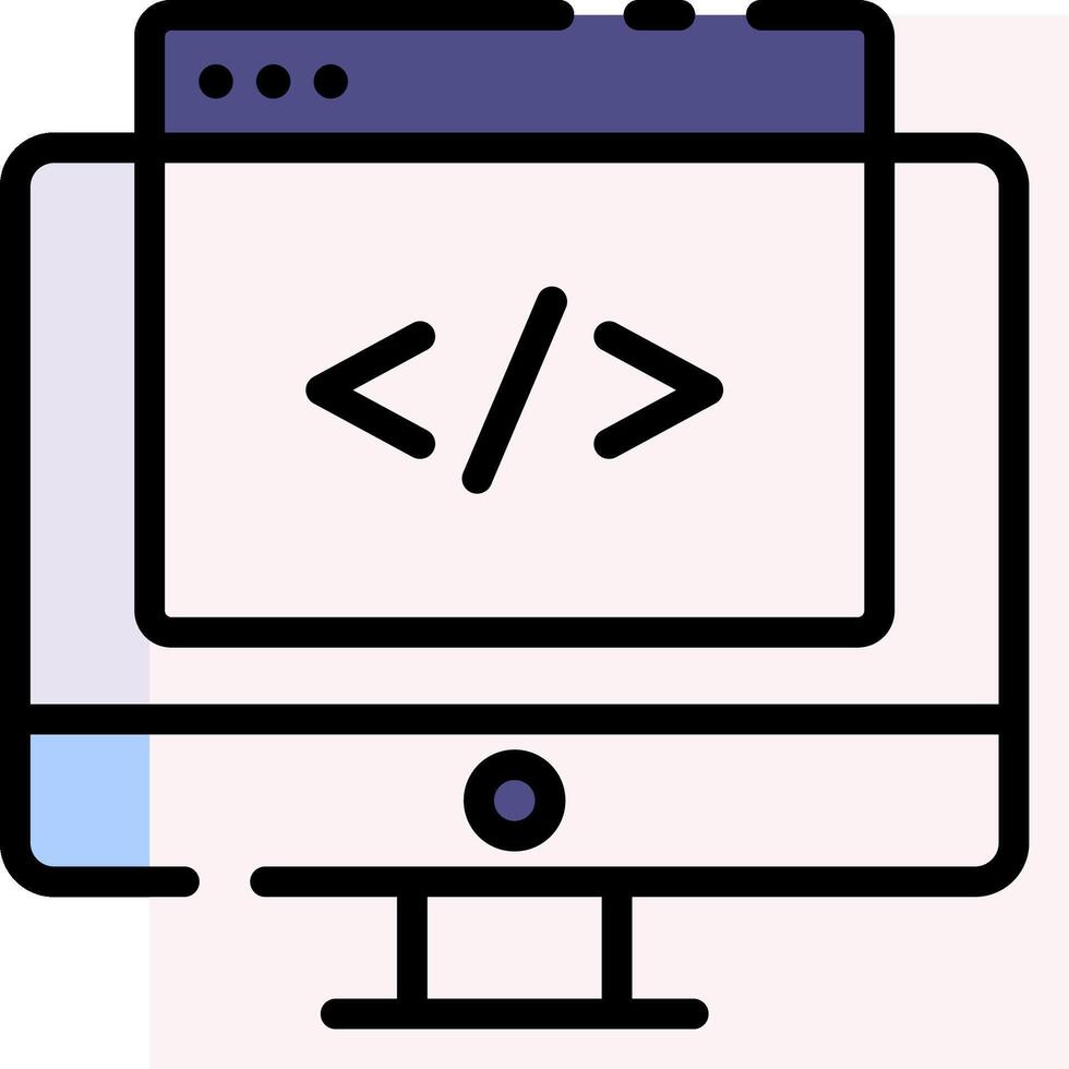 A computer monitor with a code symbol on it vector