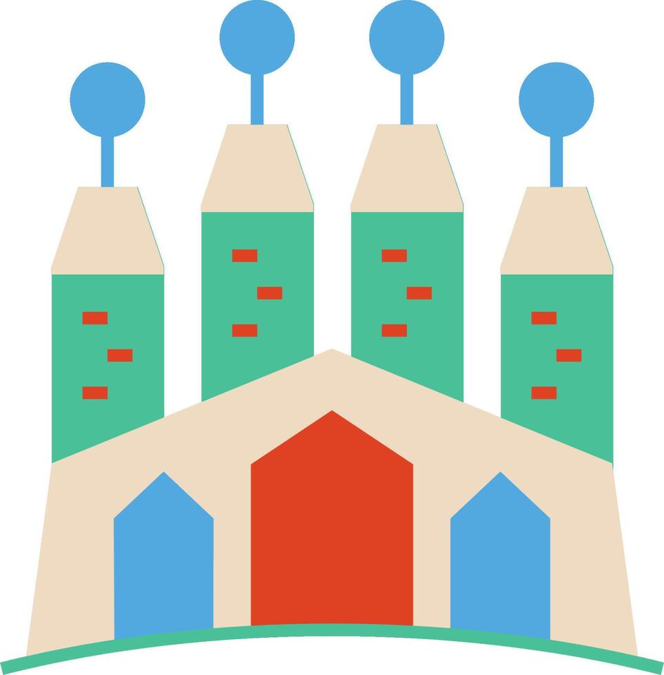 A cartoon building with three domes on top vector