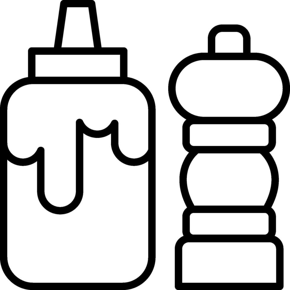 A black and white image of a bottle and a pepper vector