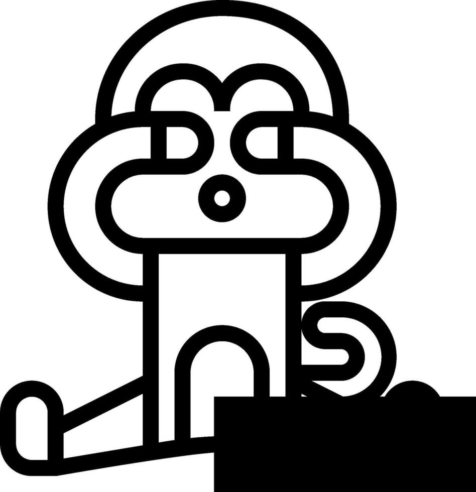 A black and white drawing of a monkey vector
