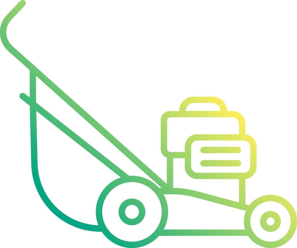 A green lawn mower icon vector