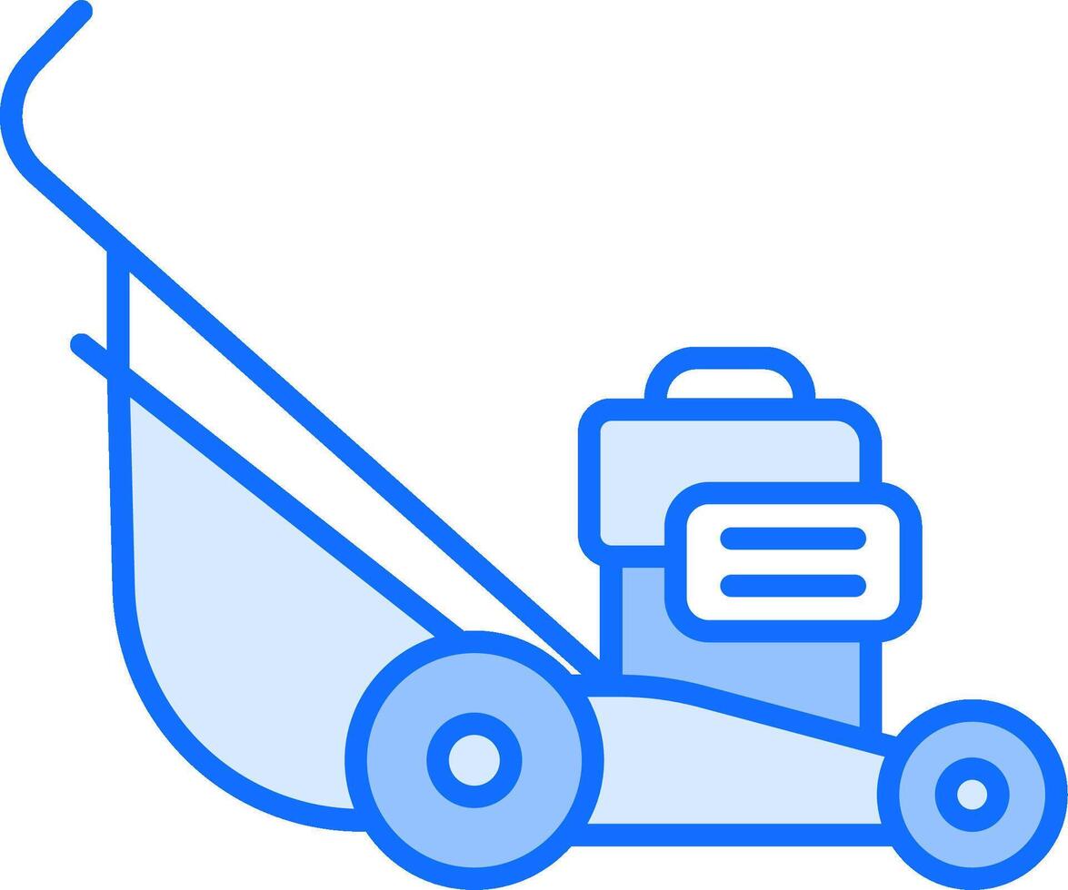 A lawn mower with a blue outline vector