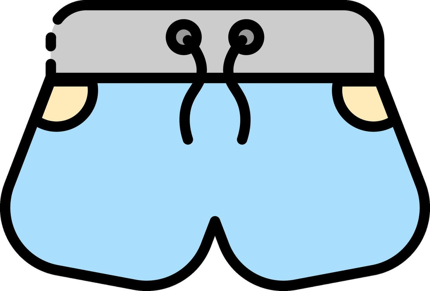 A blue shorts with a yellow waistband vector