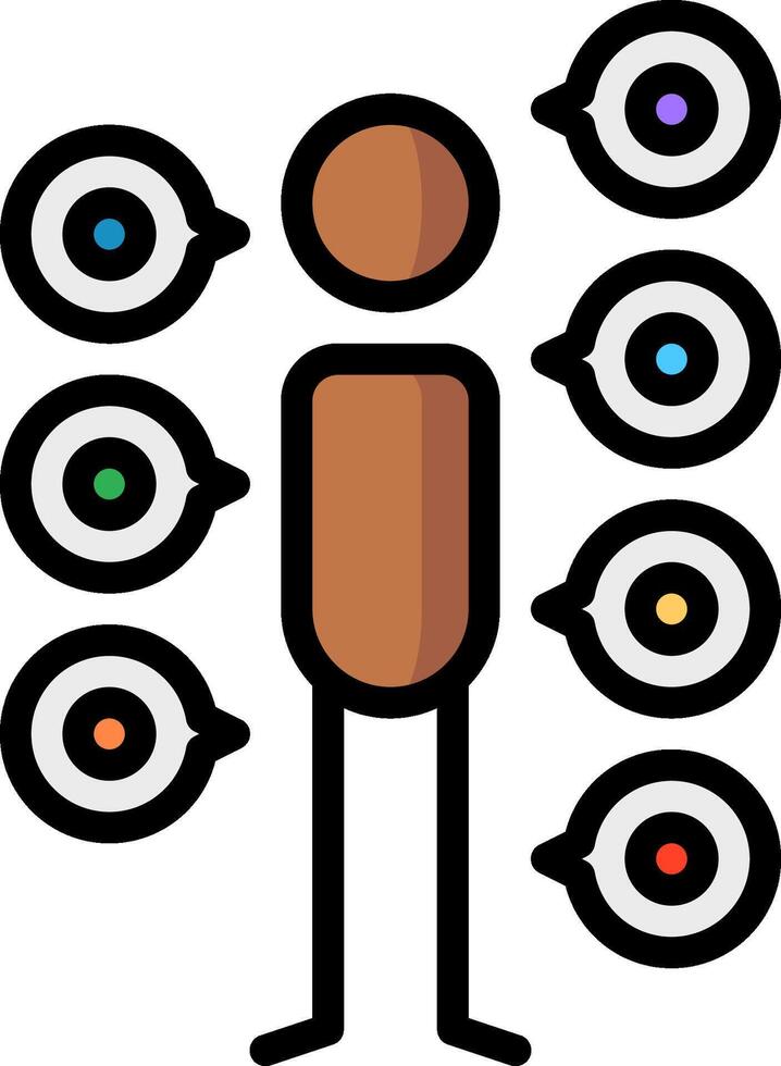 A cartoon man with many different colored circles around him vector