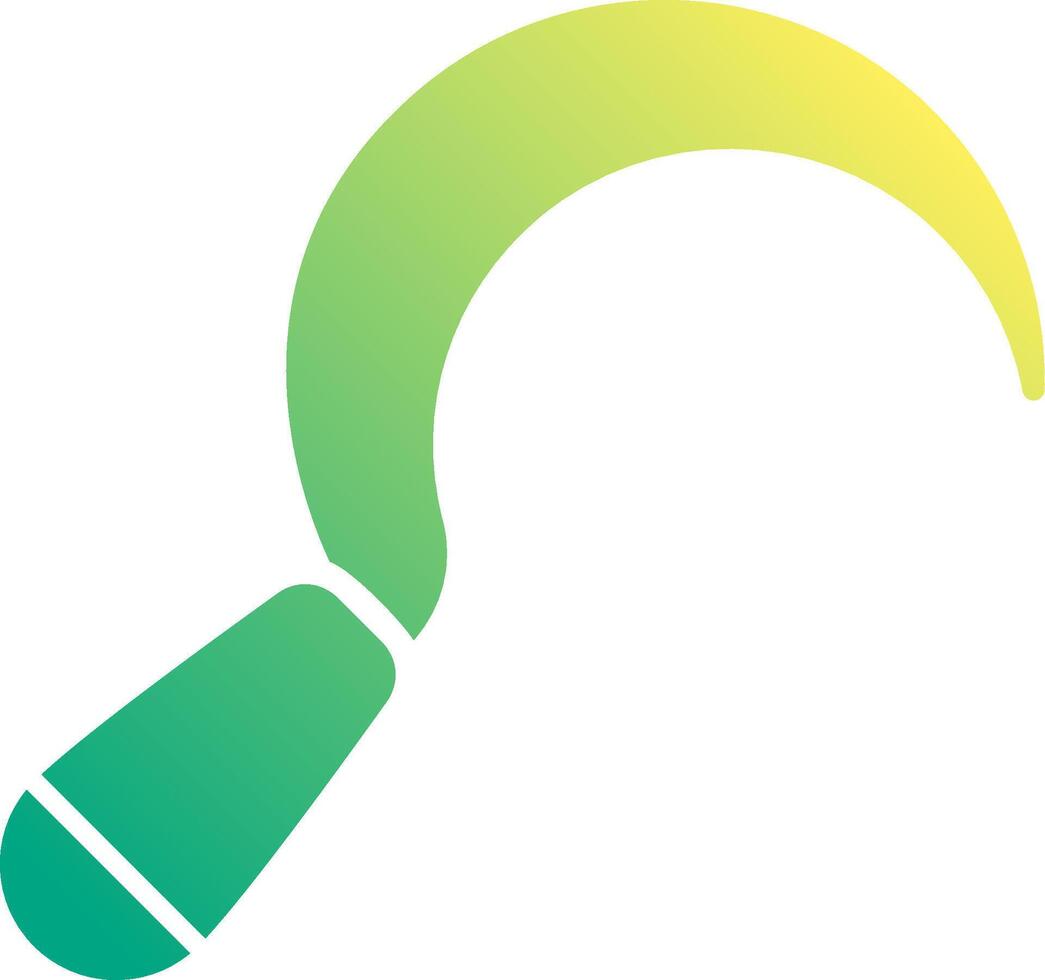 A green and yellow logo with a curved handle vector