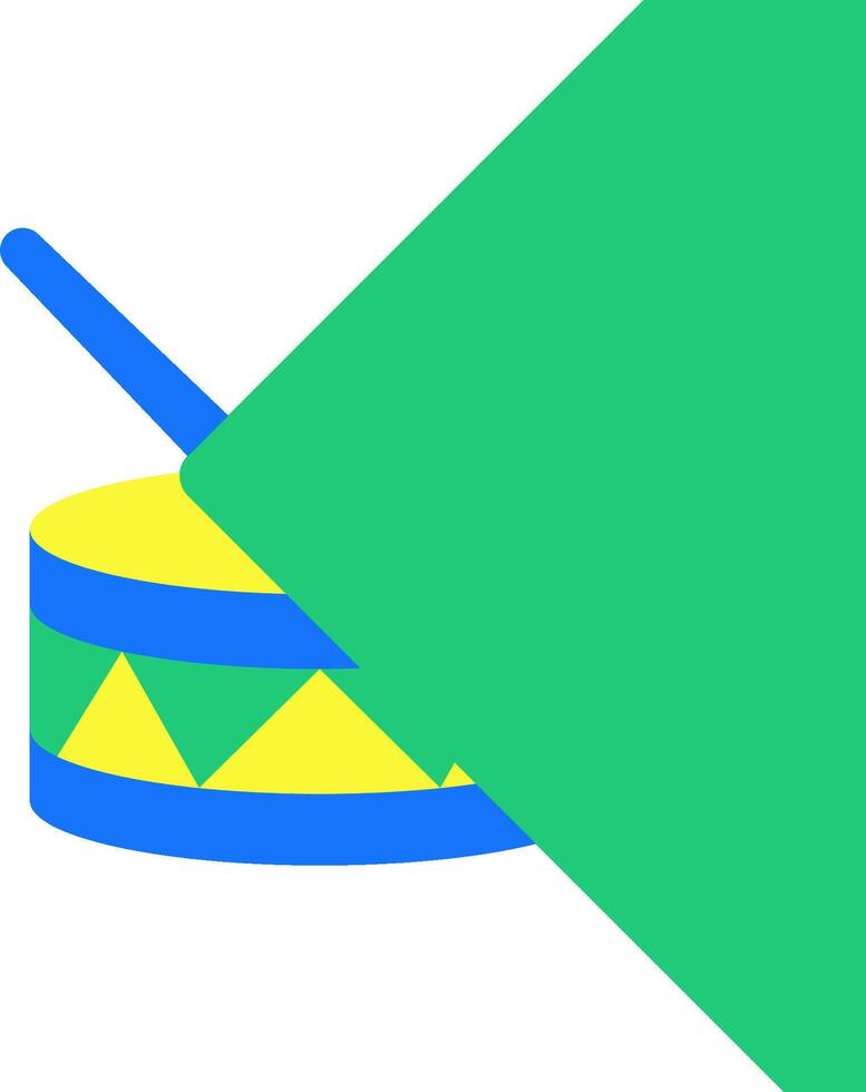 A green and yellow drum with a blue and yellow flag vector