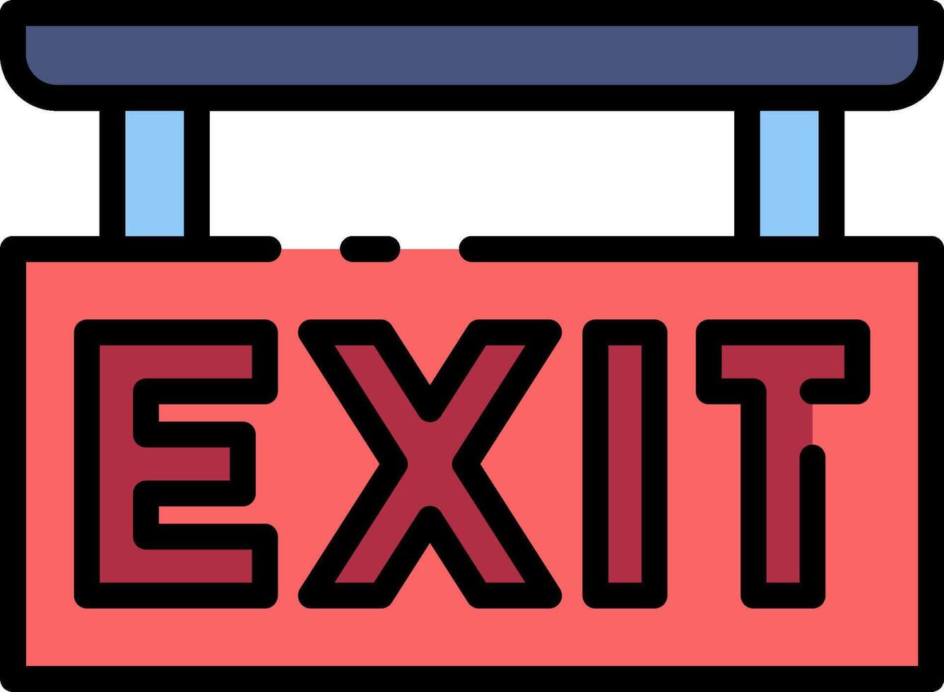 An exit sign with a red sign on it vector