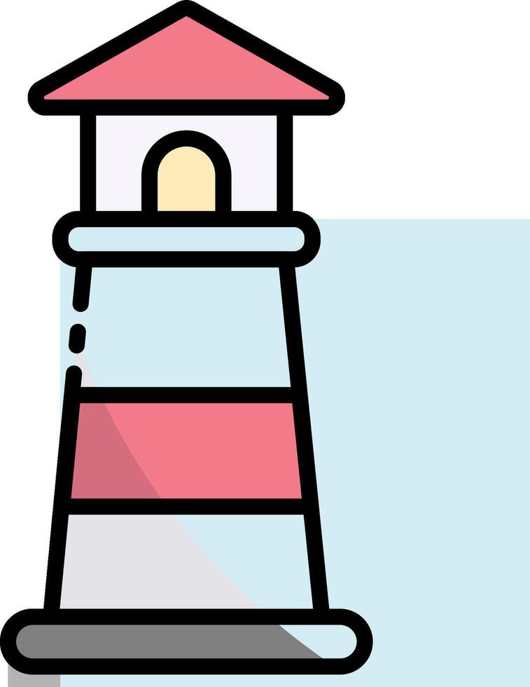 A lighthouse icon with a red roof and a pink and white striped roof vector