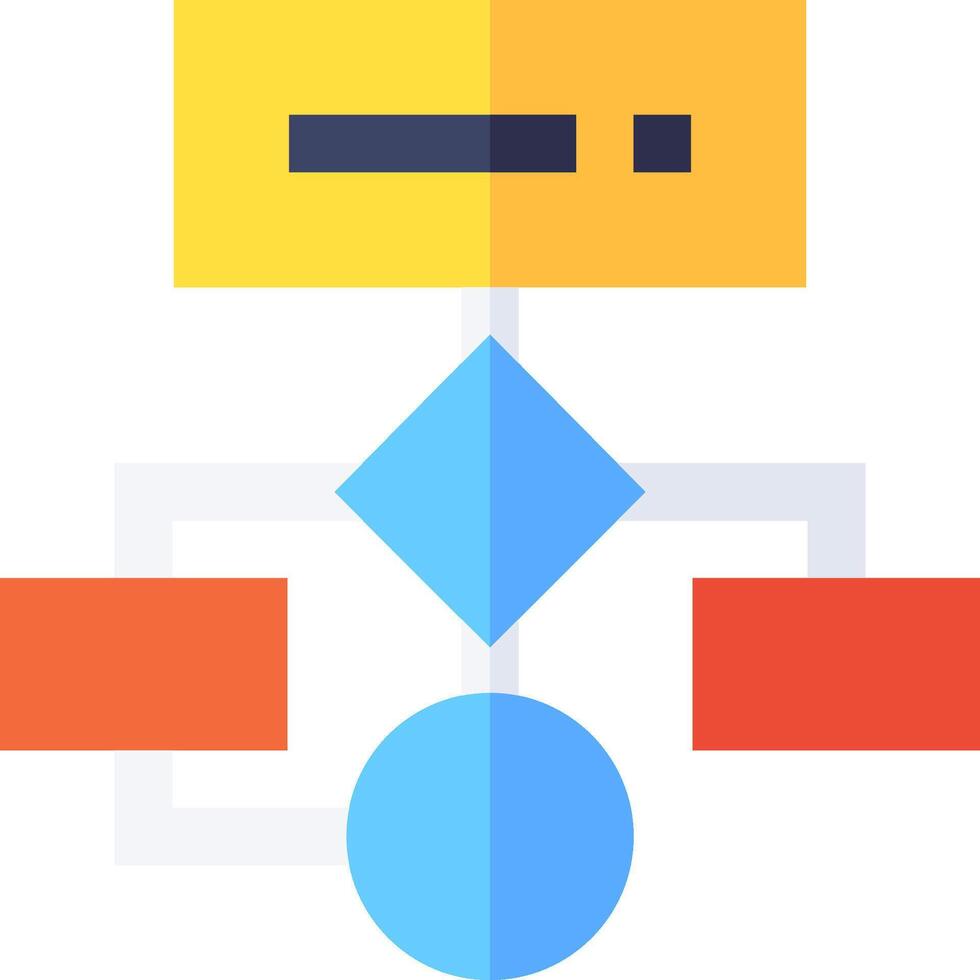 A yellow and blue box with a blue and red arrow vector