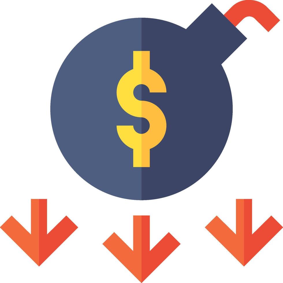 A bomb with dollar signs and arrows around it vector