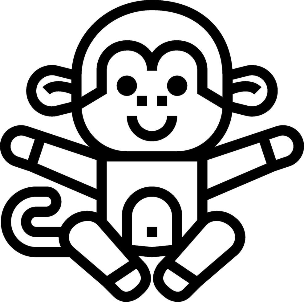 A black and white monkey with arms outstretched vector