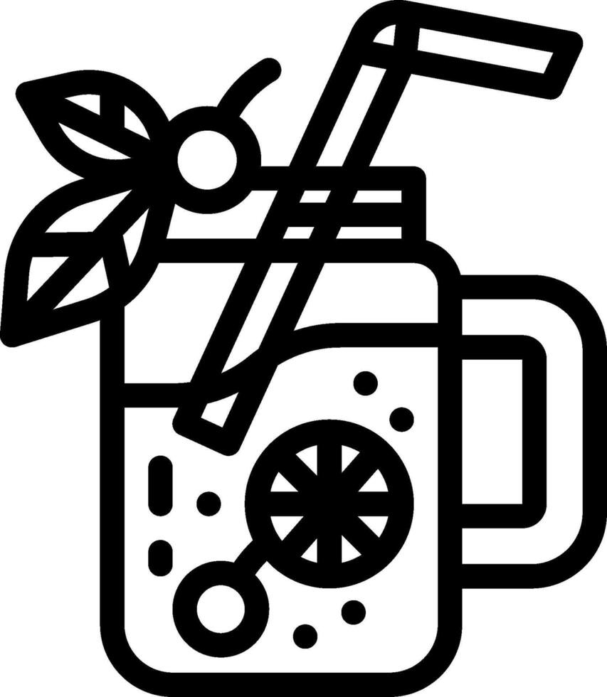A black and white icon of a drink with a straw vector