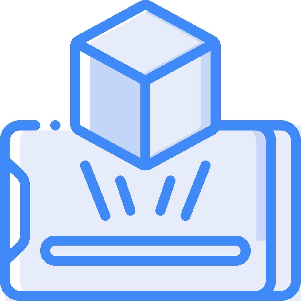 A blue cube with a blue outline on it vector