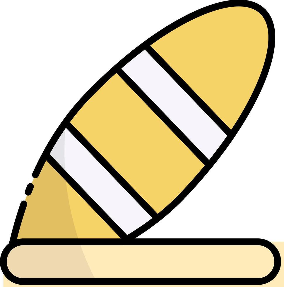 A yellow surfboard with a white stripe vector